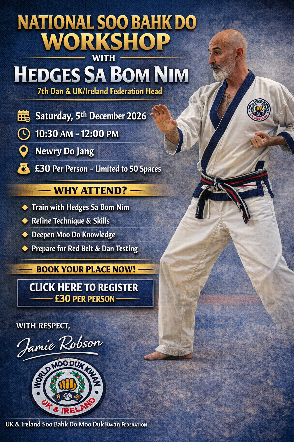 Master Hedges National Works shop and Black Belt Gradings